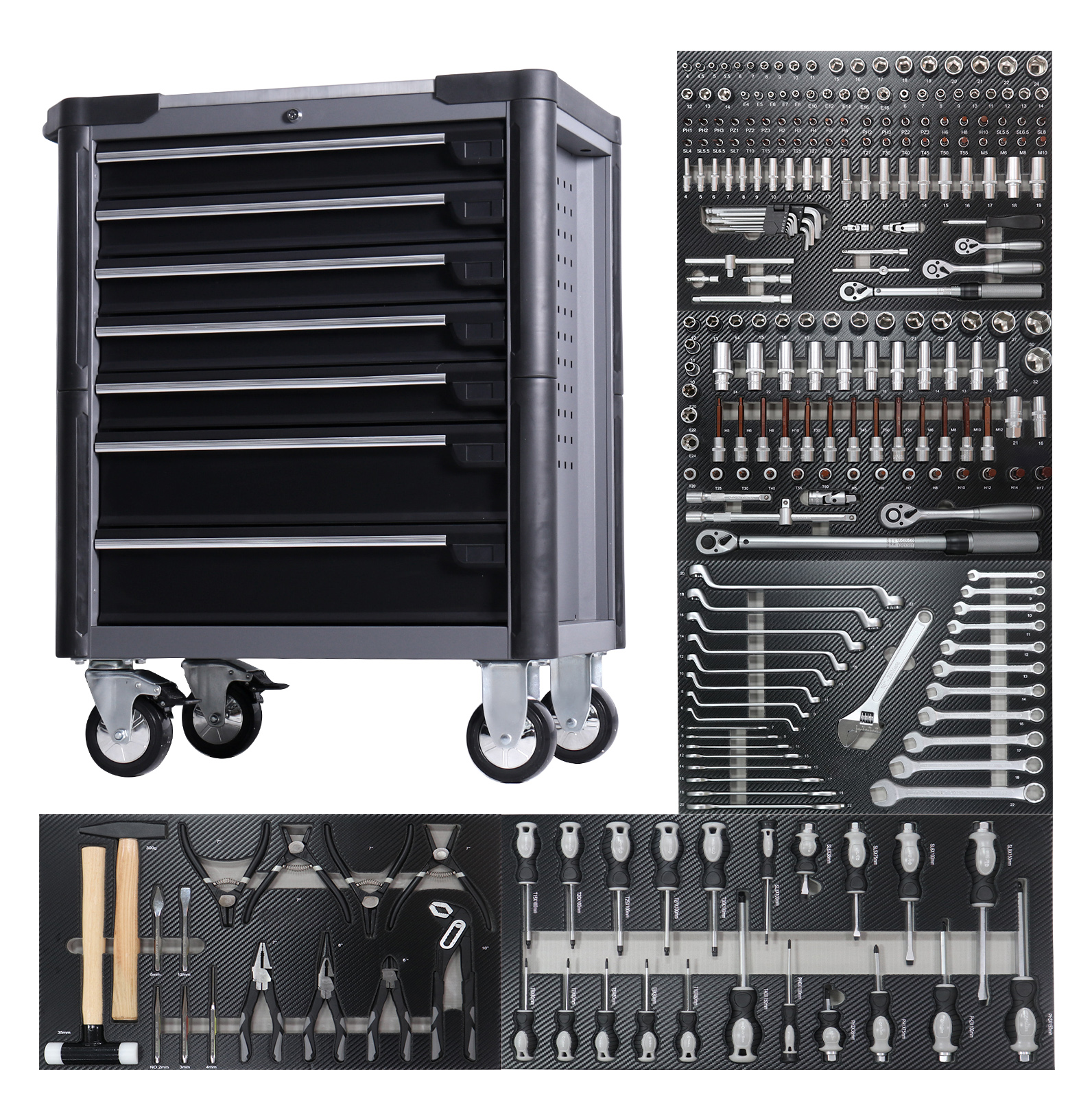 Workshop Tools Drawing - Pro 7-Draw Rolling Tools Cabinets &